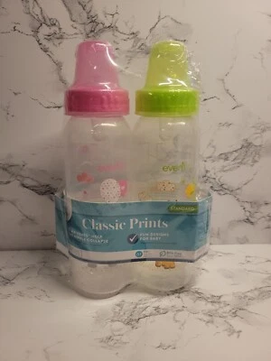 PACK DE 2 biberones estándar EVENFLO impresiones clásicas diseño divertido 8 oz sellados Foto 1 de 2