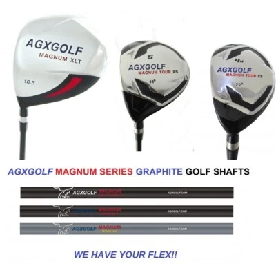 MENS LEFT HAND AGXGOLF 460cc DRIVER + 5 WOOD + HYBRID. SELECT YOUR FLEX + COVERS - Image 1 of 4