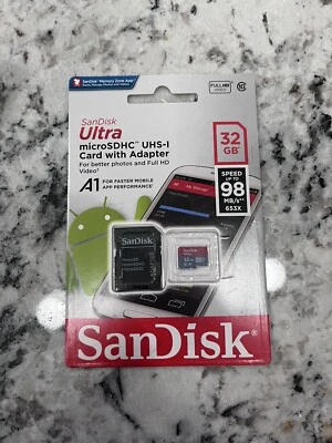 NEW SanDisk 64GB Ultra Plus microSDHC UHS-I Card with Adapter 98 MB/s  - Image 1 of 2