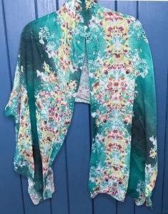 Bufanda de moda transparente floral acuarela verde arte para usar Boho Lagenlook femenino - Imagen 1 de 4