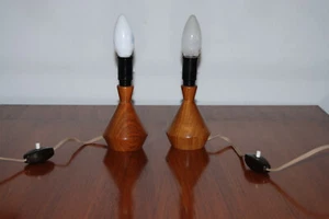 2 Lampen,Tischlampen,Nachttischlampen Teakholz aus den 60er J.- dänisches Design - Bild 1 von 13