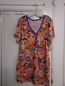 NWT LOONEY TUNES PLUS SIZE 3X WOMEN'S TWEETY BIRD SLEEP ROMPER - Picture 1 of 9
