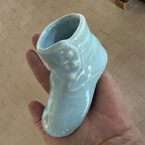 Vintage Ceramic Planter - Small Button Bootie /  Baby Blue Shoe - Picture 1 of 12