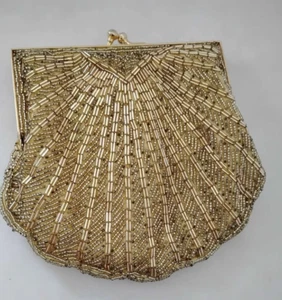 Vintage 1940's Gold Beaded Purse Shoulder Bag New - Picture 1 of 12