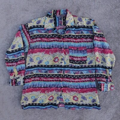 Camisa Robert Stock Para Hombre M Multicolor Floral Abotonada 100% Seda Manga Larga Foto 1 de 4