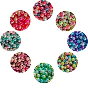 AAA Quality various Double-Coloured pearlised Beads round of 4, 6, 8, 10 mm - Picture 1 of 9