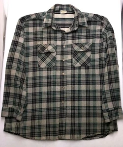 G368 Five Brothers grau grün kariertes Langarm Flanell Camp Hemd Gr. 2XL - Bild 1 von 9