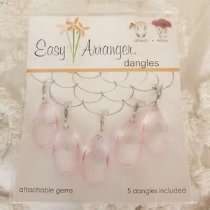 Easy Arranger Dangles 5 Pack Pink Decorative Clip On Faceted Teardrop Crystals - Picture 1 of 7