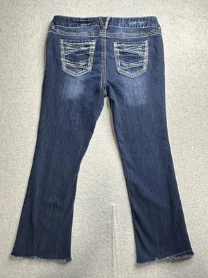 Amethyst Jeans Womens 13 Bootcut Denim Distressed Raw Hem Contrast Stitching Pan - Image 1 of 4