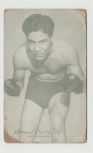 BOXING Vintage MANUEL ORTIZ Los Angeles Boxer Arcade Exhibit Card Boxer B&W - Picture 1 of 2