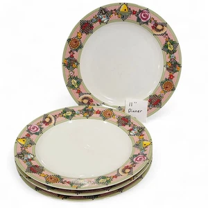 Set of 4 Mary Engelbreit Garden Time 11" Dinner Plates Sakura Stoneware - Picture 1 of 6