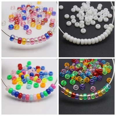 400/800pcs Acrylic Barrel Pony Beads - 7x4mm Mixed Colors for Kids Crafts &Kandi - Image 1 of 4