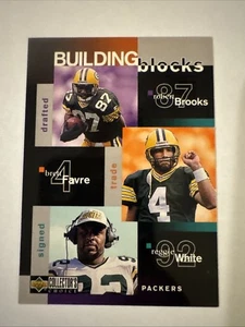 1997 Collectors Choice Brett Favre, Brooks, White Building Blocks, Packers  - Picture 1 of 2