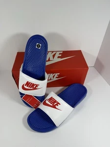 Nike Benassi JDI Game Royal Weiß Herren Schlappen Sandalen Größe 13 Neu mit Karton 343880 410 - Bild 1 von 10