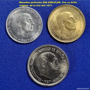 FRANCO lote 3 monedas SIN CIRCULAR Procedentes de la Tira oficial del año 1971. - Foto 1 di 4