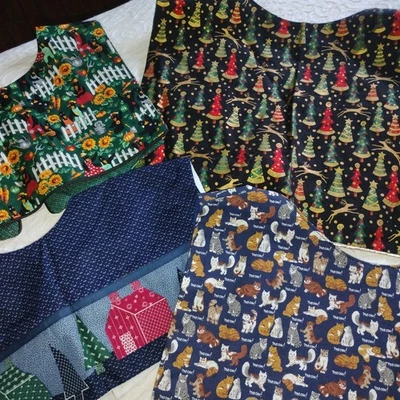 Handmade Vest/Shaw/Overpiece. Fall, Cats, Christmas, Houses. 4 Piece Lot - Image 1 of 4