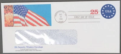 MayfairStamps US FDC 1989 Washington DC 25 Cent Security Envelope First Day Cove - Image 1 of 2