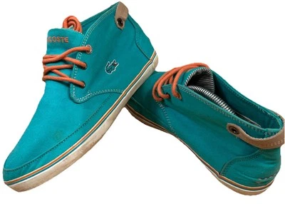 Lacoste Ampthill Teal Blue Canvas Mid -  High Top Sneakers Size 6 Women - Image 1 of 4