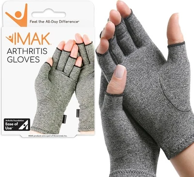 Guantes de compresión para artritis IMAK - sin dedos, soporte para mediano, gris  Foto 1 de 4
