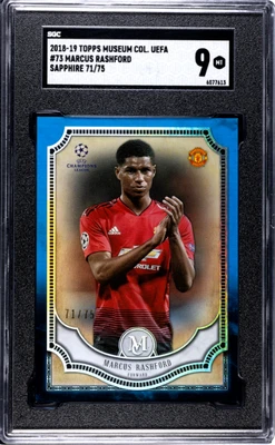 2018-19 Topps Museum Collection Uefa #73 Marcus Rashford Sapphire SGC 9 - Image 1 of 2
