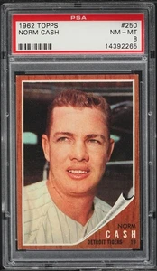 1962 Topps BB Card #250 Norm Cash Detroit Tigers PSA 8 NM-MT - Picture 1 of 2
