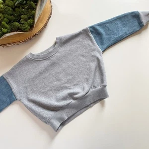STEM Denim Sleeve Grey Boxy Sweatshirt | Size 5 - Picture 1 of 5