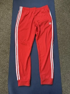Adidas SST LARGE Mens Tracksuit Bottoms Red Firebird Trefoil Originals Y2K Pant - Picture 1 of 13