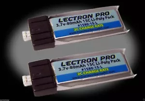 New Lectron Pro 3.7 volt 80mah 15C Lipo Battery 2-Pack Blade Scout CX (2 pcs) - Picture 1 of 1