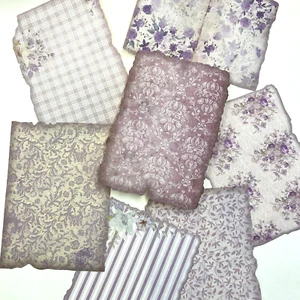 Vintage Style Purple Pattern Paper Sheets Spring Scrapbook Collage Junk Journals - Picture 1 of 4