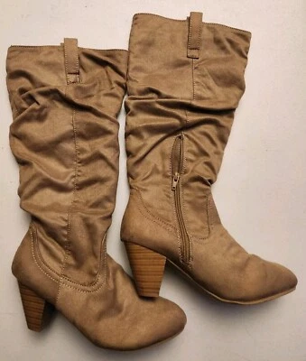 Women’s CALL IT SPRING Tan Light Brown Suede Knee High Boots Size 10 - Image 1 of 4