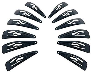 Parcelona French Medium Black Pack of 12 Clic Clac Metal Snap Hair Pins - Picture 1 of 3