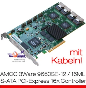 16x SATA RAID PCIe CONTROLLER LSI 3WARE 9650SE-12/16ML + KABEL HDDs BIS 4TB HDD - Picture 1 of 1