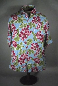 NEW Sun Fusion Hawaiian Shirt Size Medium Mens Short Sleeve Button Floral Pink - Picture 1 of 7