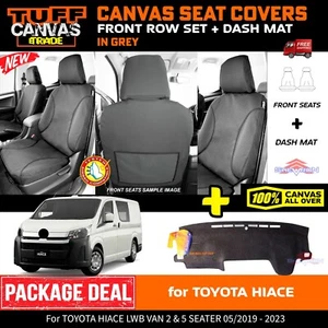 TUFF Trade Front Canvas Seat Covers + DASH MAT For HIACE VAN 2019-2025 1570 CH - Picture 1 of 12
