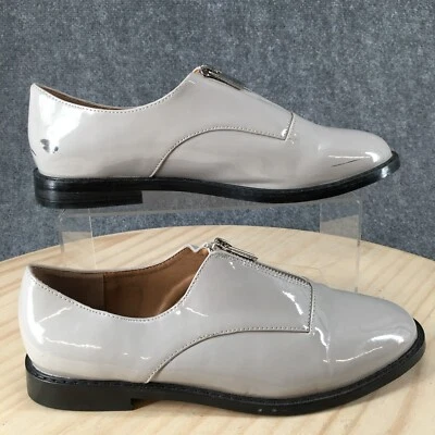 Asos Shoes Mens 7 Front Zip Casual Comfort Loafer Beige Patent Leather Low Heels - Image 1 of 4