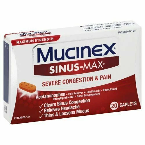 Mucinex Sinus-Max Max Strength Severe Congestion & Pain Caplets - 20ct