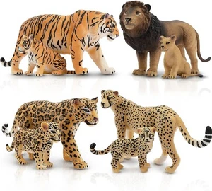 Lion, Tiger, Jaguar, Cheetah,8PCS Wild Animal Figures, Realistic Models - Picture 1 of 6