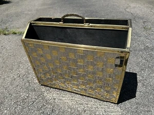 Magnificent Vintage Metal & Wood Magazine Rack Gold Brass & Silver Chrome MCM - Picture 1 of 7