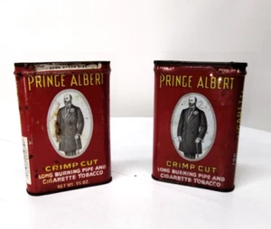 2 Vtg Tobacco Tin Can Prince Albert Crimp Cut Pipe & Cigarette Empty - Imagen 1 de 17