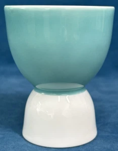 Vintage MCM Double Egg Cup Turquoise Top & White Milk Glass Base - Picture 1 of 6