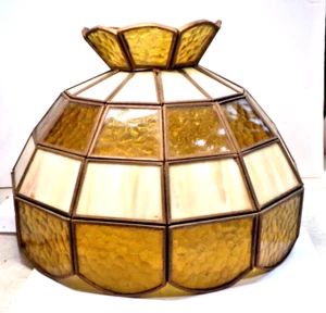 Vintage SLAG STAINEED GLASS Lampshade for Hanging Lamp 8.5" tall x 12" at bottom - Picture 1 of 6