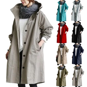 Women Raincoat Waterproof Hooded Rain Jacket Windbreaker Outdoor Long ctive - Picture 1 of 21