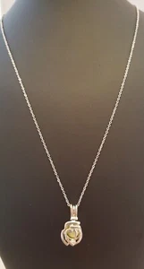 20" Necklace, "Double Heart" Cage With Yellow Pearl, Or Essential Oil Diffuser - Picture 1 of 4