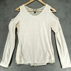 DAVID BITTON BUFFALO WOMENS S Lace Back COLD SHOULDER LONG SLEEVE Ivory - Picture 1 of 16
