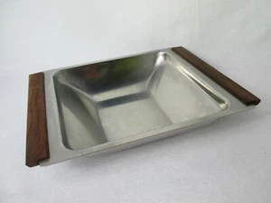 Norte Steel Hecho En Dinamarca Vintage Mid Century Plato Con Madera de Teca 50er - Imagen 1 de 7