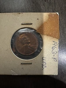 1963 Lincoln Memorial Penny No Mint Mark L Error RARE US COIN Uncirculated. - Picture 1 of 3