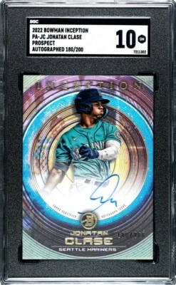 2022 Bowman Inception Jonatan Clase On Card Auto #'d 180/200 SP. SGC Gem Mint 10 - Image 1 of 2