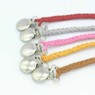 Leather Braided Suede Dummy Pacifier Clip Chain Baby Feeding Soother Holder Gift • 3.29$