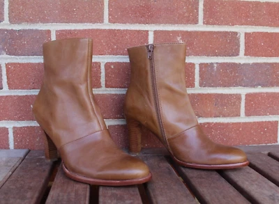 Botas Corso Como Mujer Talla 7.5 Marrón Cuero Apilado Tacón al Tobillo Botín Foto 1 de 4