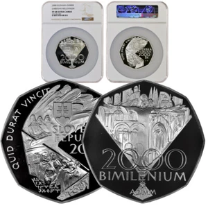 SLOVAKIA 2000 Korun 2000 Silver 4oz. NGC PF68 'Bi-Millennium' Rare! - Picture 1 of 4
